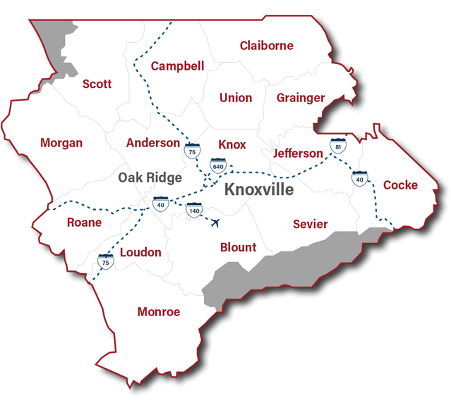 Map Of East Tn The Region - East Tennessee Economic Development Agency